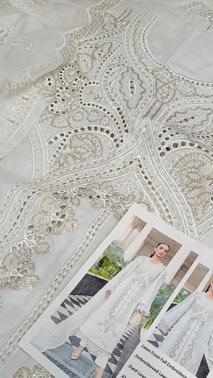 3pc maria b luxury white lawn