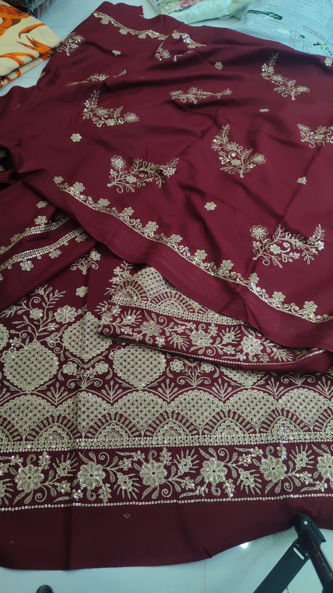3pc charisma mehroon dhankh