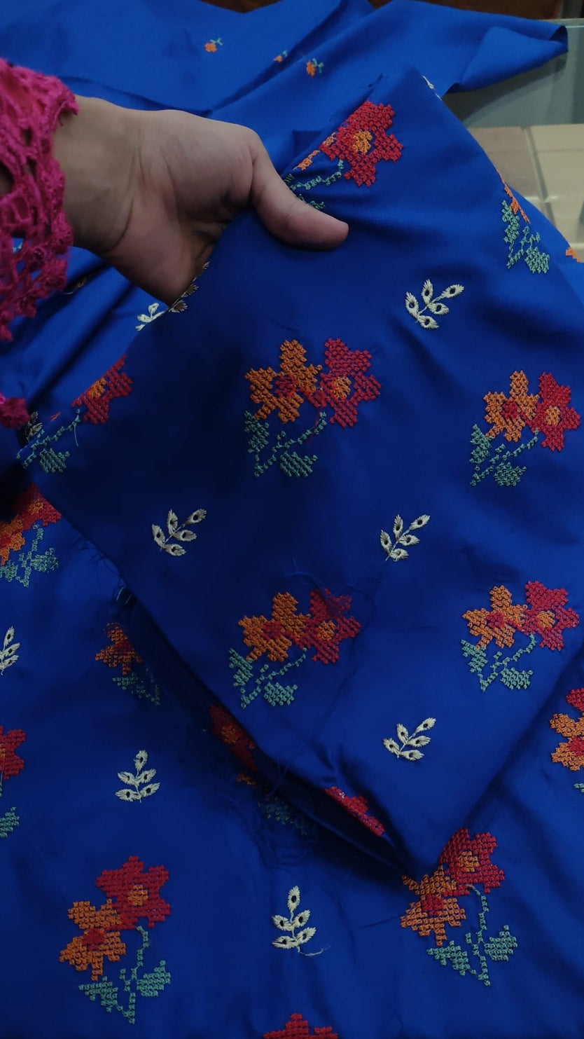2pc cross royal blue dhankh