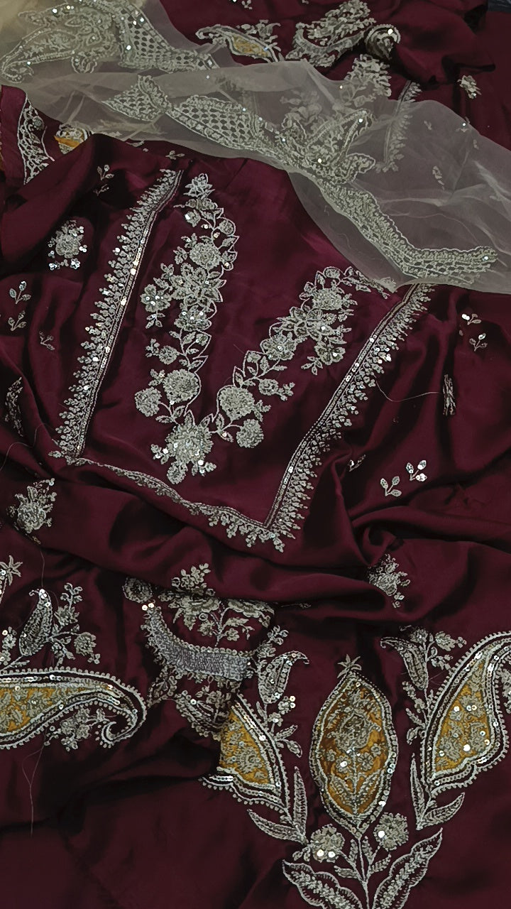2pc Silk Mehroon UV