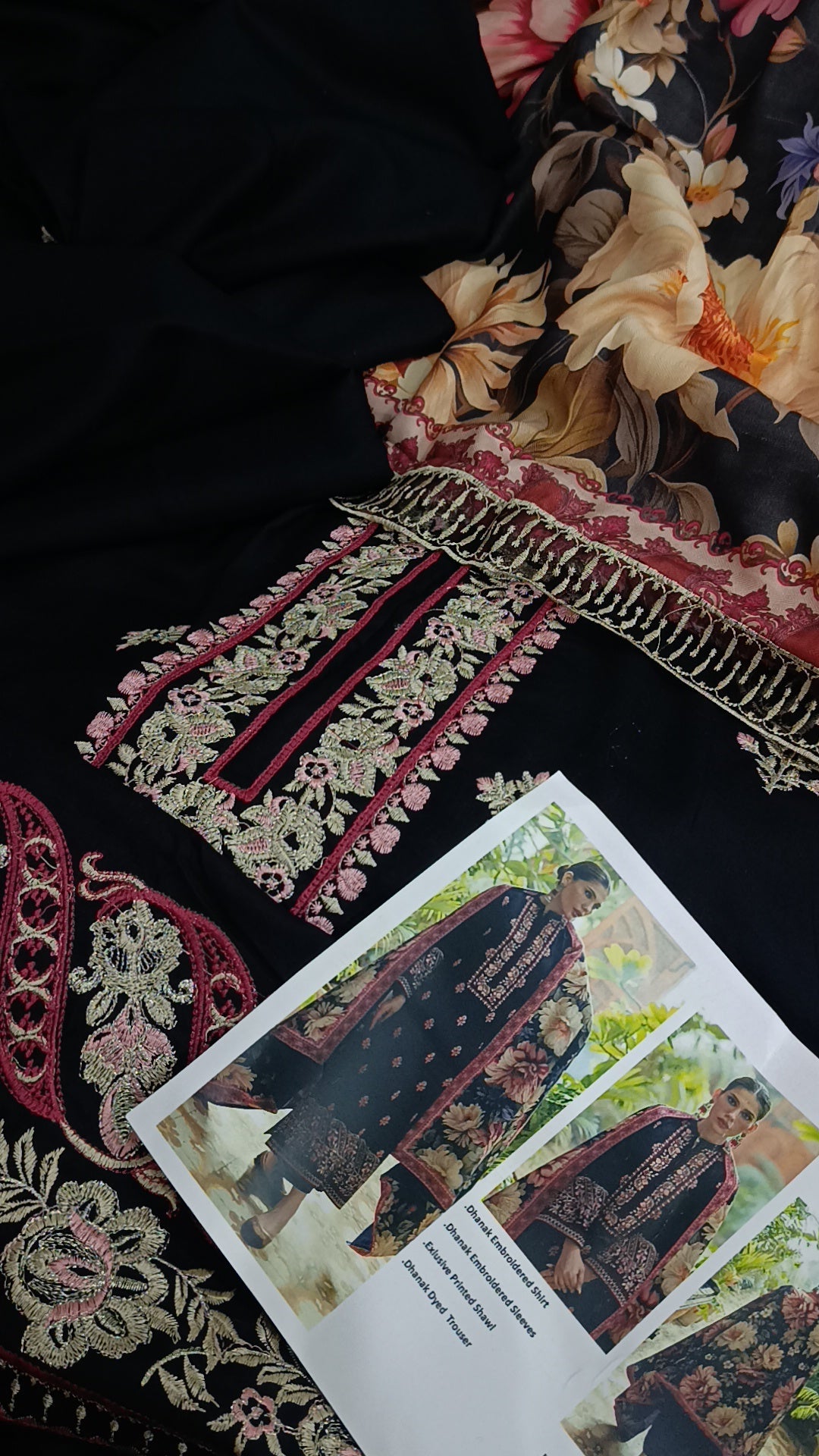 3pc Dhanak Black Meera