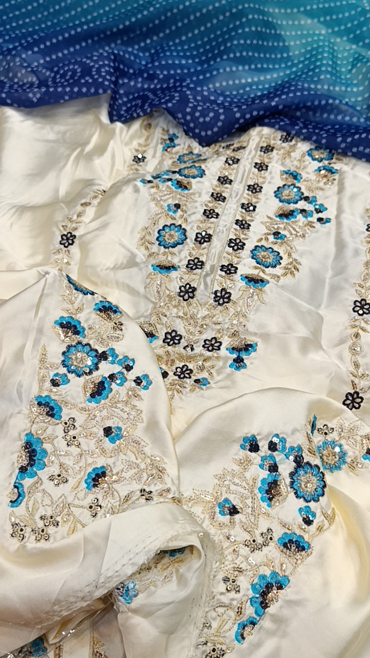 3pc silk chunri twilight white b