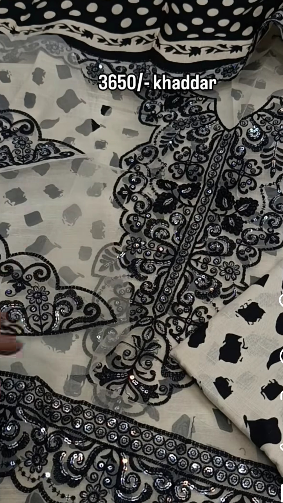 3pc off white Anarkali Baroque khader