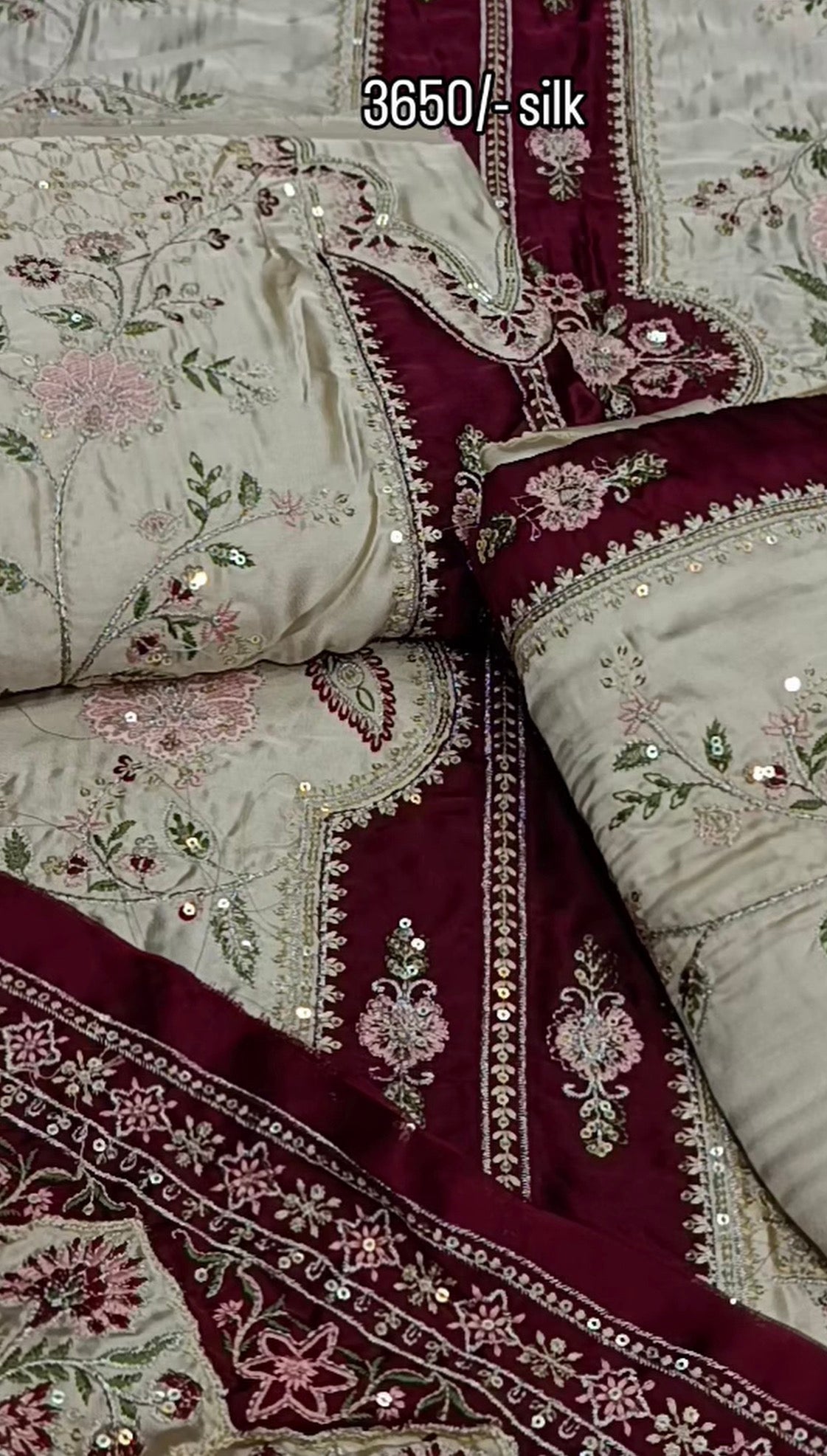 2pc ivory sharara skin silk