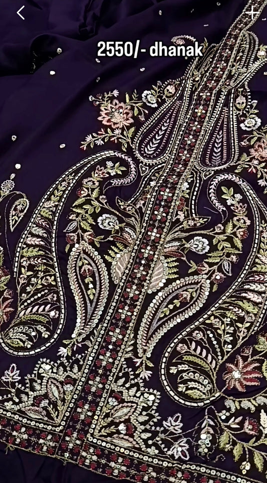 2pc purple gown peacock dhankh