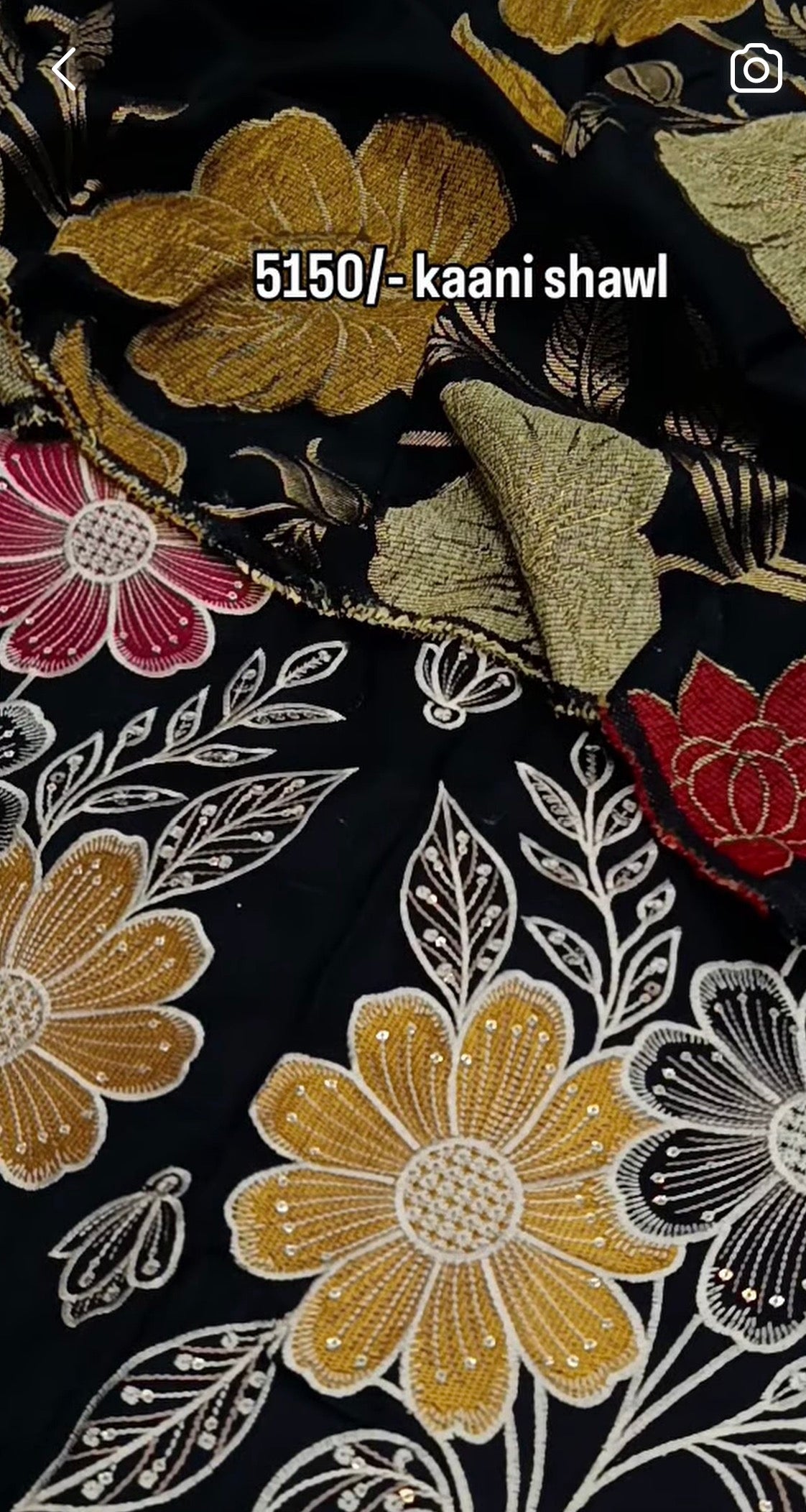 3pc marina gold kaani shawl black dhankh