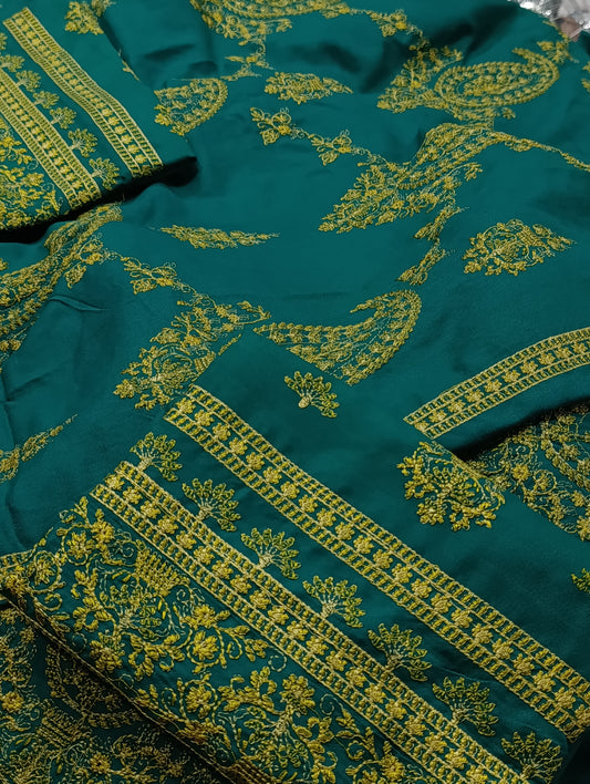 3pc bareeze paan jaal sea green