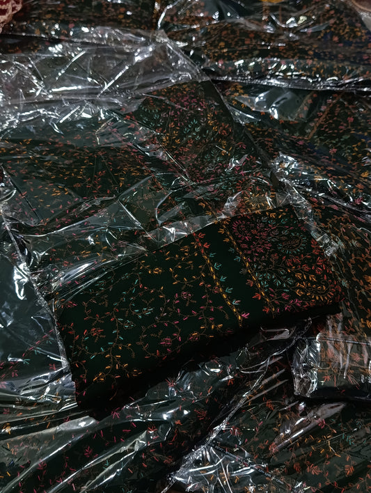 3pc kashmiri pashmina kacha Tanka Green