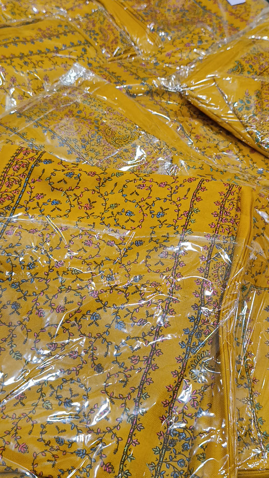 3pc kashmiri pashmina kacha Tanka Musturd