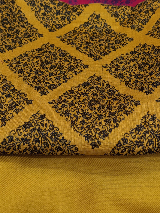 3pc kashmiri Resham pasham wool mustard black