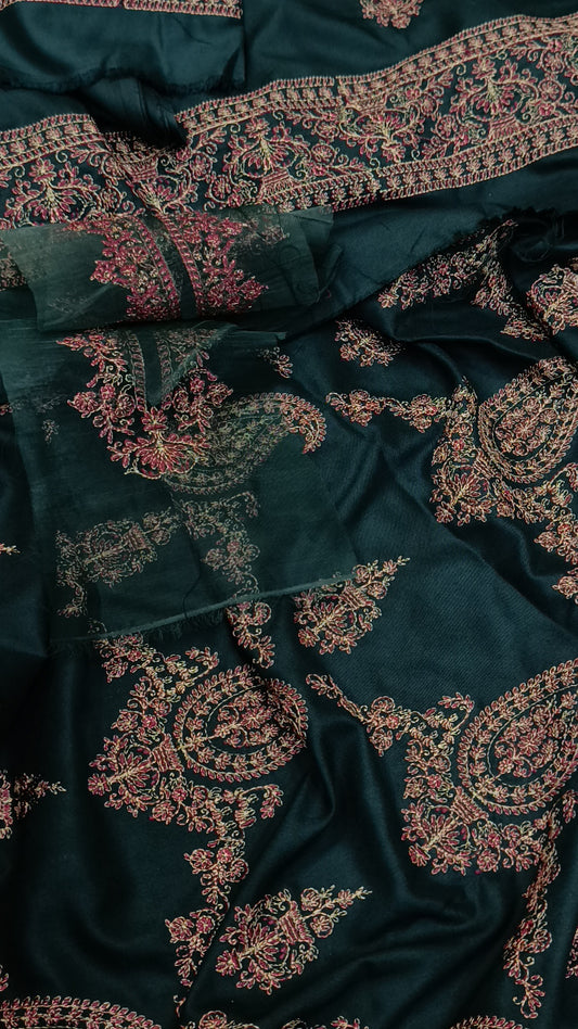 3pc Bareeze dhanak paan jaal green multi