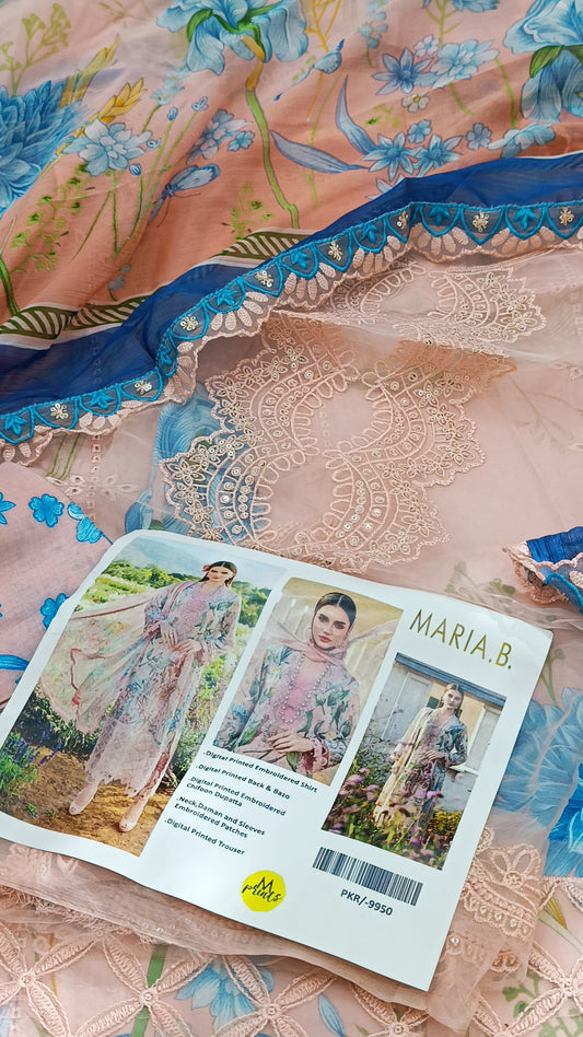 3pc Lawn Pink Blue Maria b