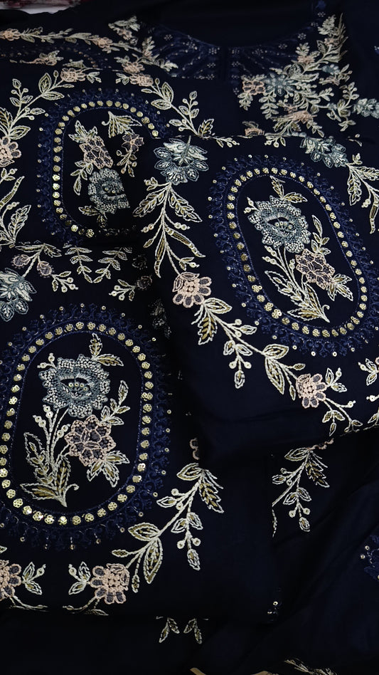3pc Dhanak winter Kalam blue