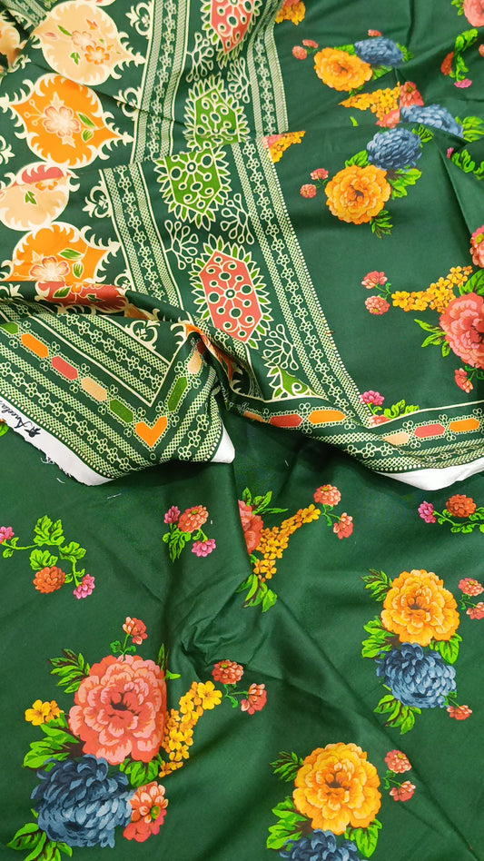 3pc linen Green print