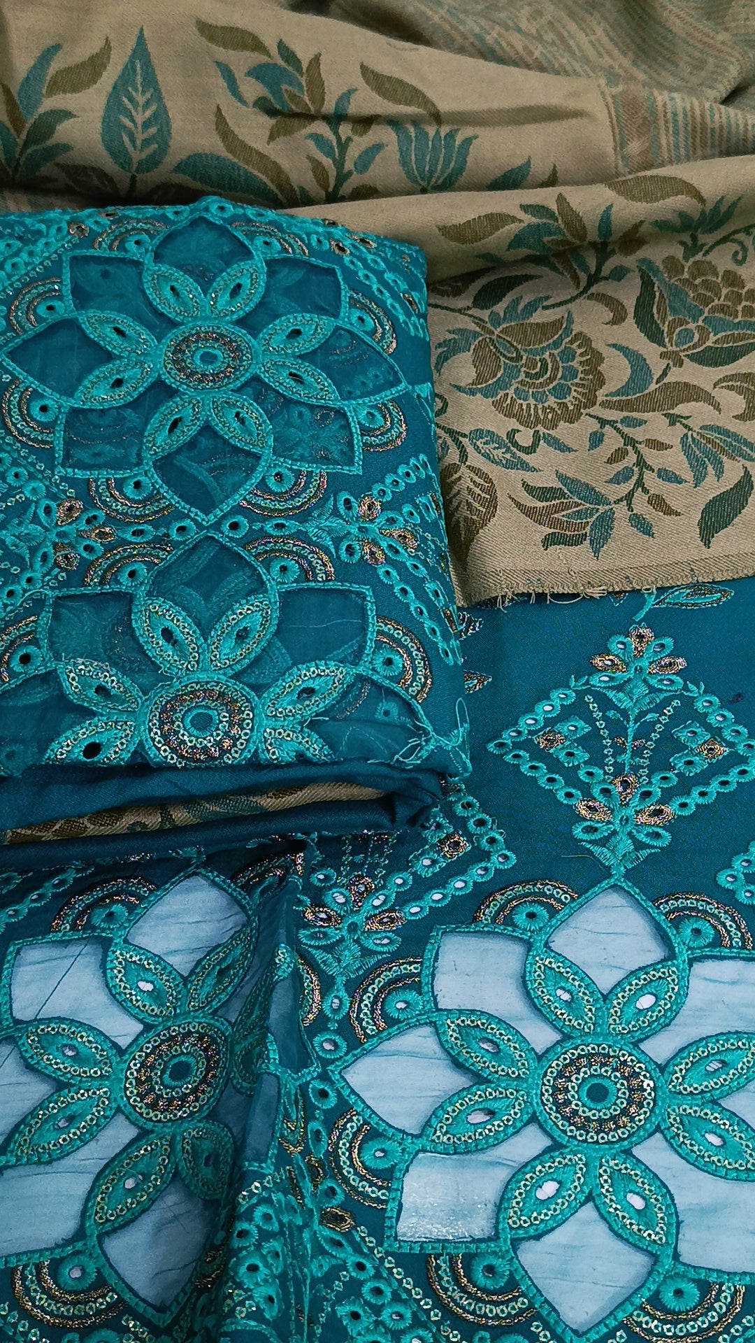 3pc Dhanak sea green mithas