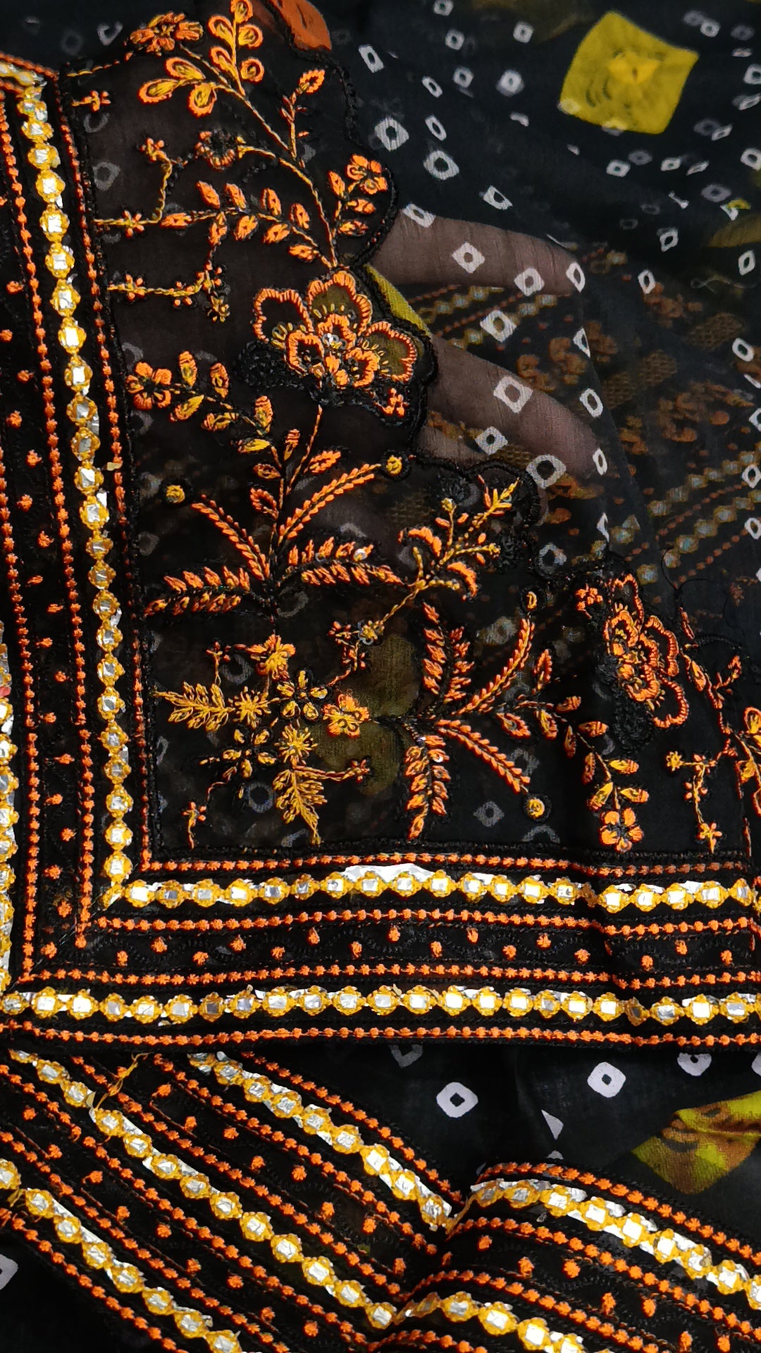3pc lawn chunri black
