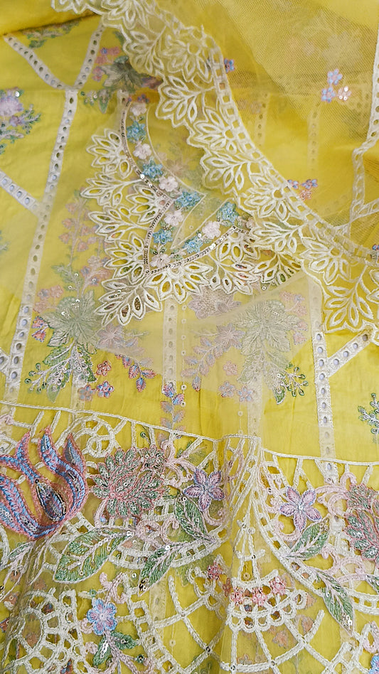 3pc Luxury Tania yellow Lawn