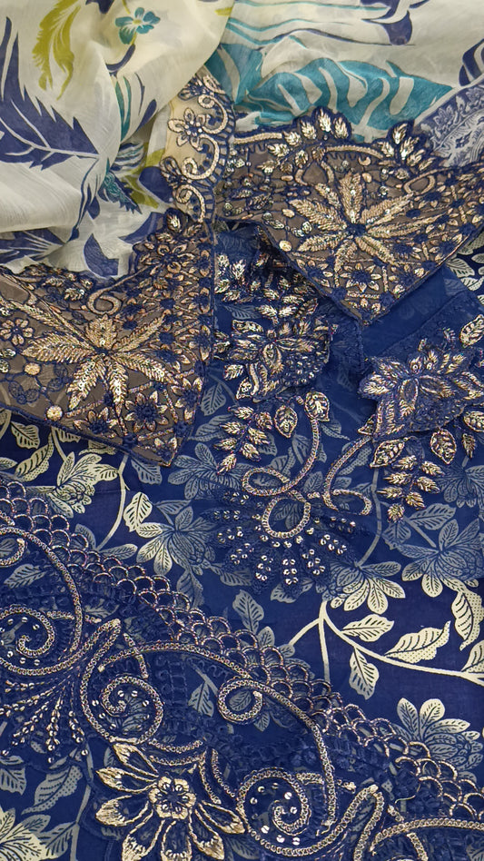 3pc aneelas blue lawn print
