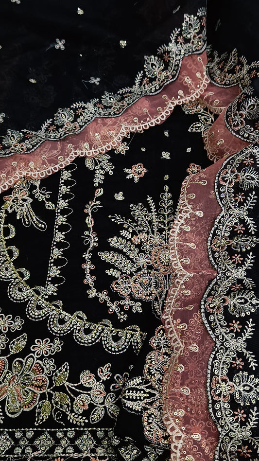 3pc peach Patti lawn khaddi dupatta