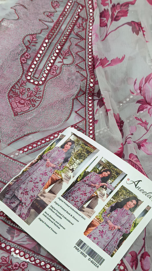 3pc aneelas pink lawn