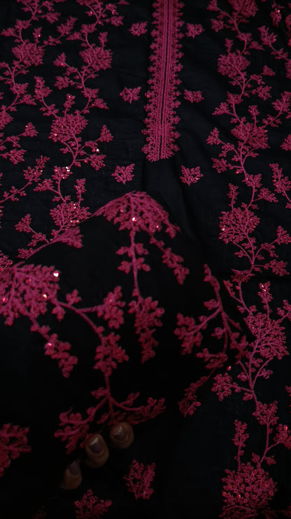 2pc  bisma black pink lawn