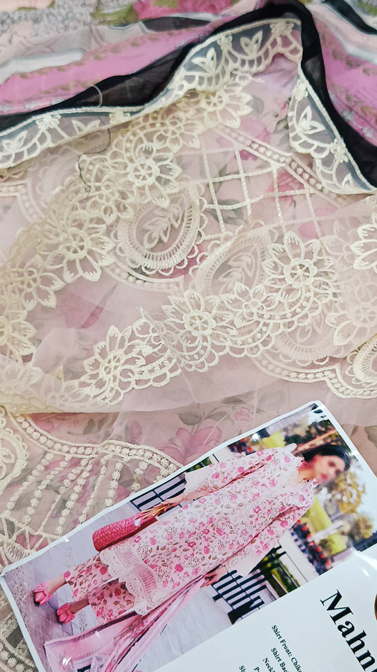 3pc laaaj pink lawn