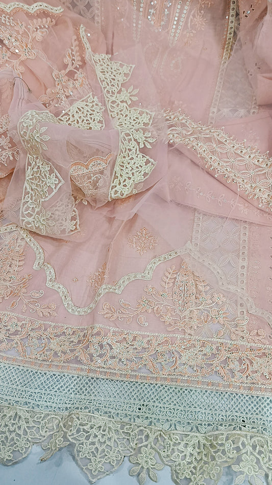 3pc Luxury Leela pink lawn