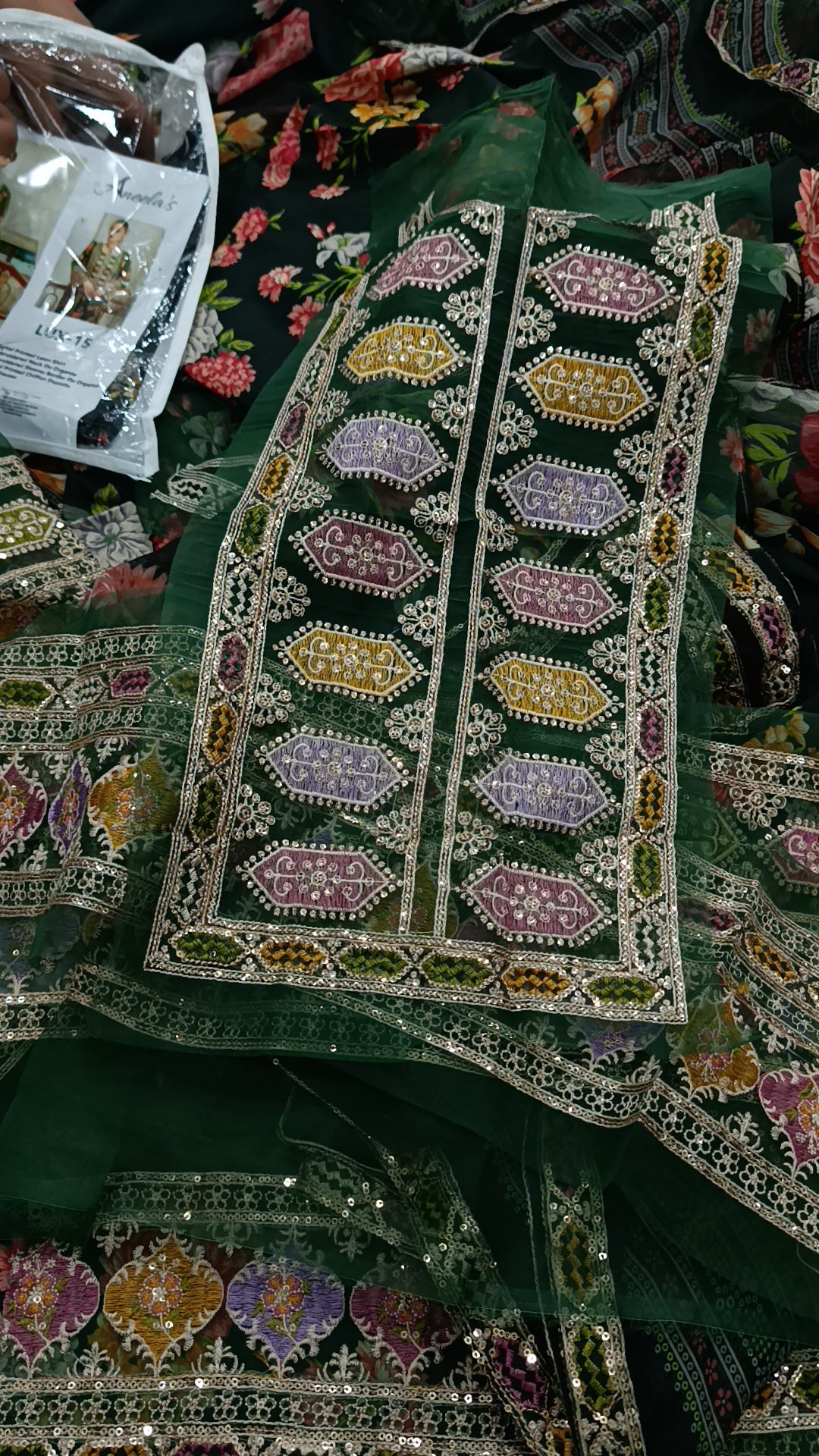 3pc Sabyasachi green lawn