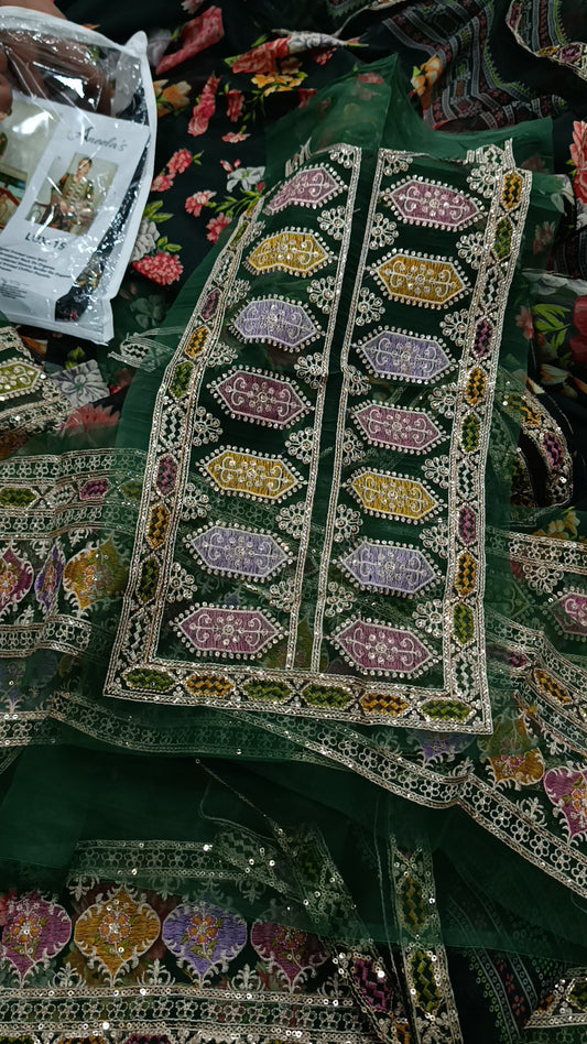 3pc Sabyasachi green lawn