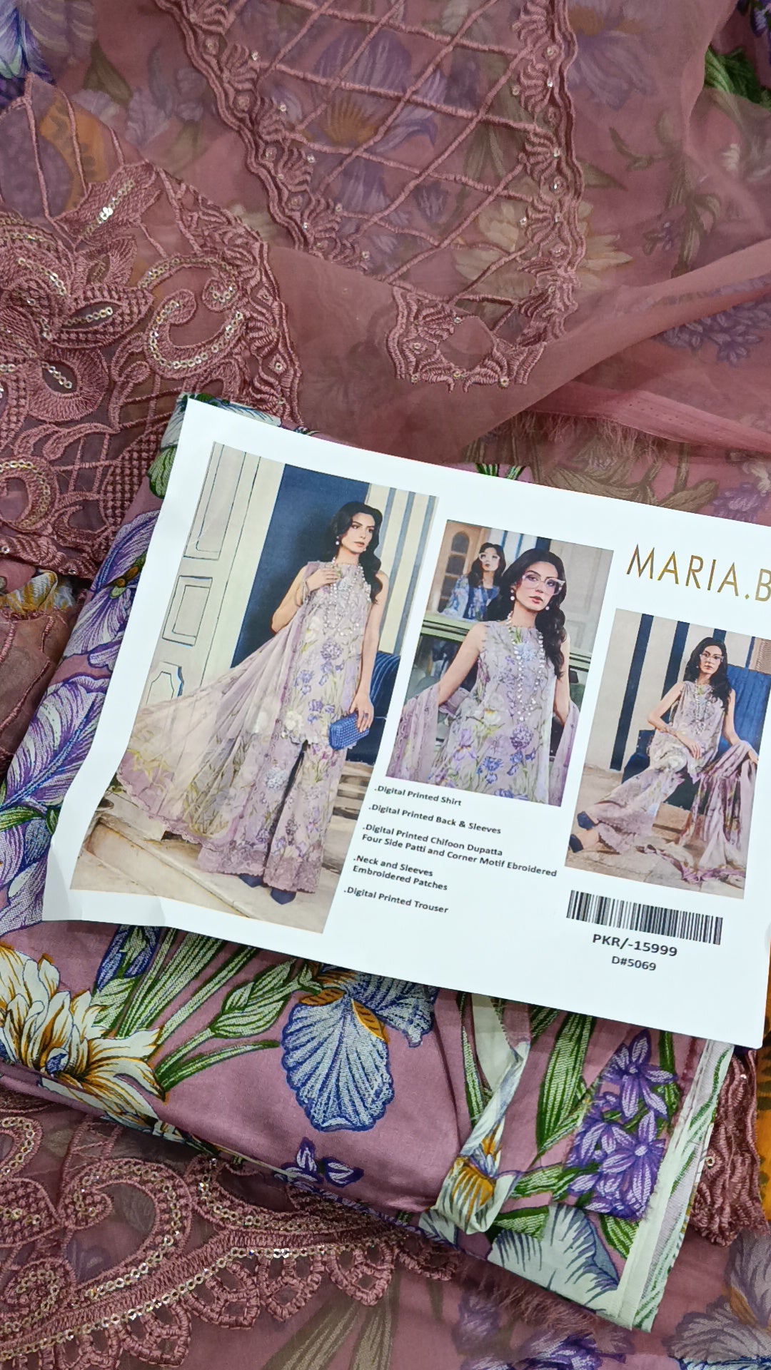 3pc Qeemat pink lawn
