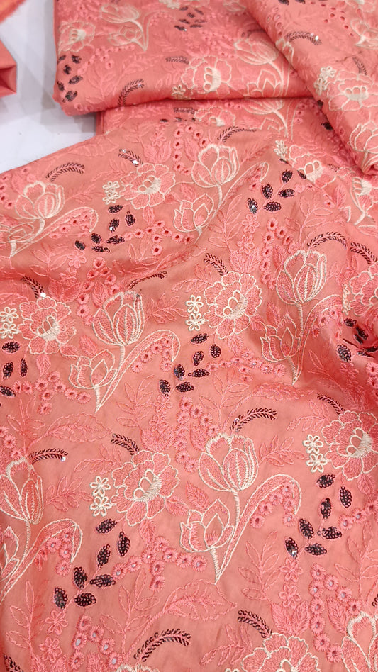 2pc Ghulam peach lawn