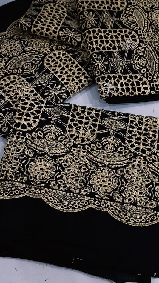 2pc Jaaali contrast skin black lawn