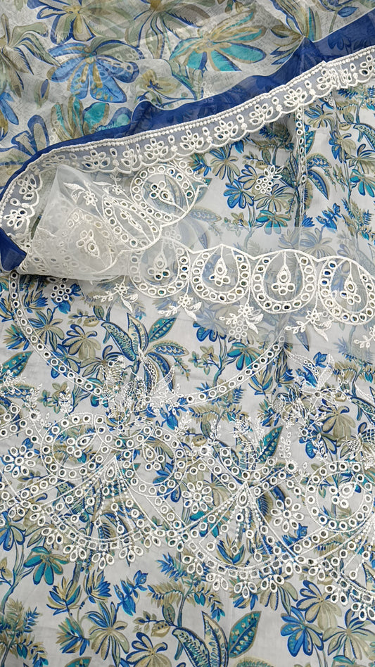 3pc Crimson blue chicken kari lawn