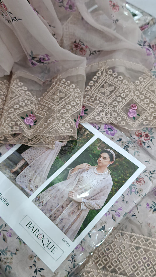 3pc Feroza beige lawn