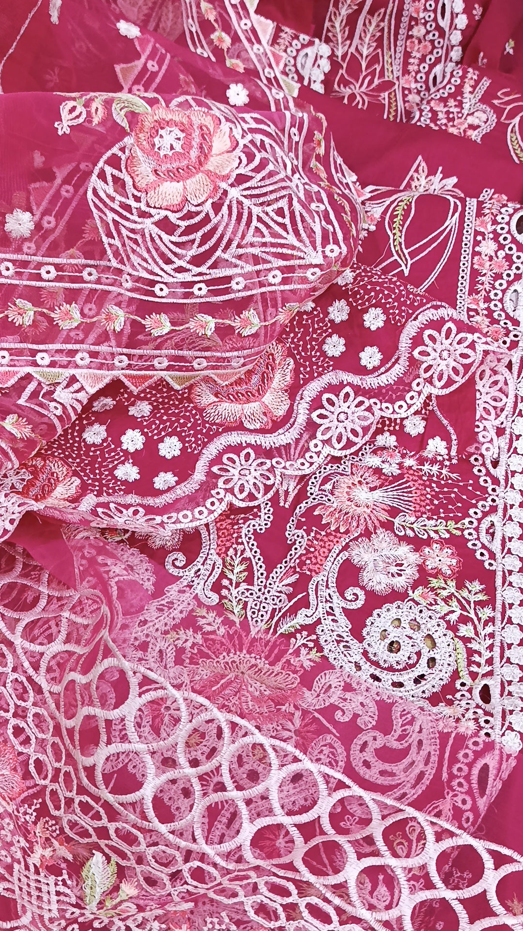 3pc Sanam shocking pink lawn
