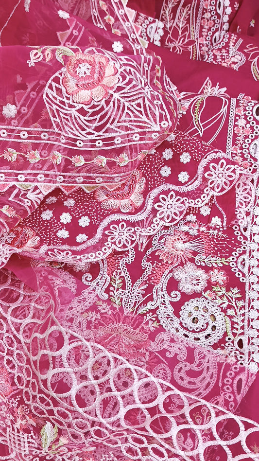 3pc Sanam shocking pink lawn