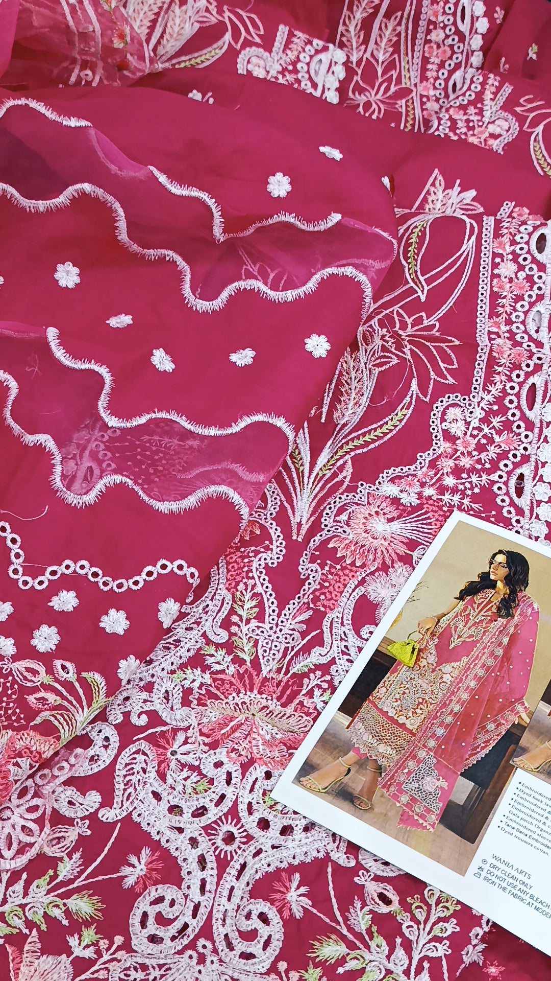 3pc Sanam shocking pink lawn