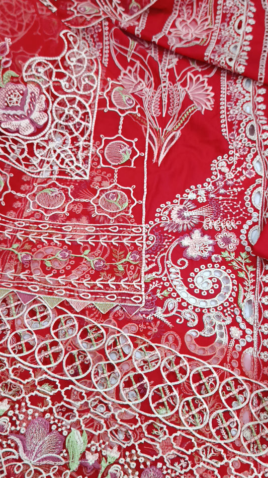 3pc bin ilyas Sanam red lawn