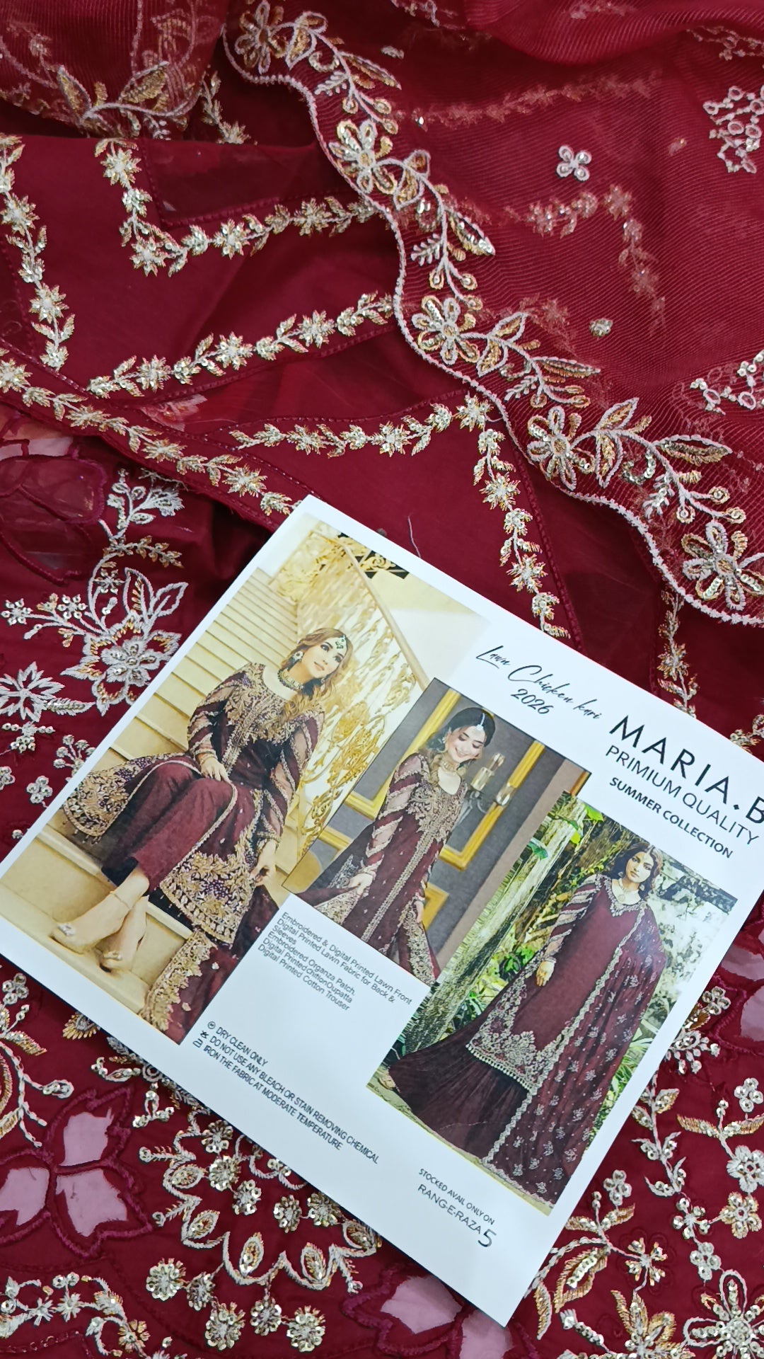 3pc Noor maroon lawn