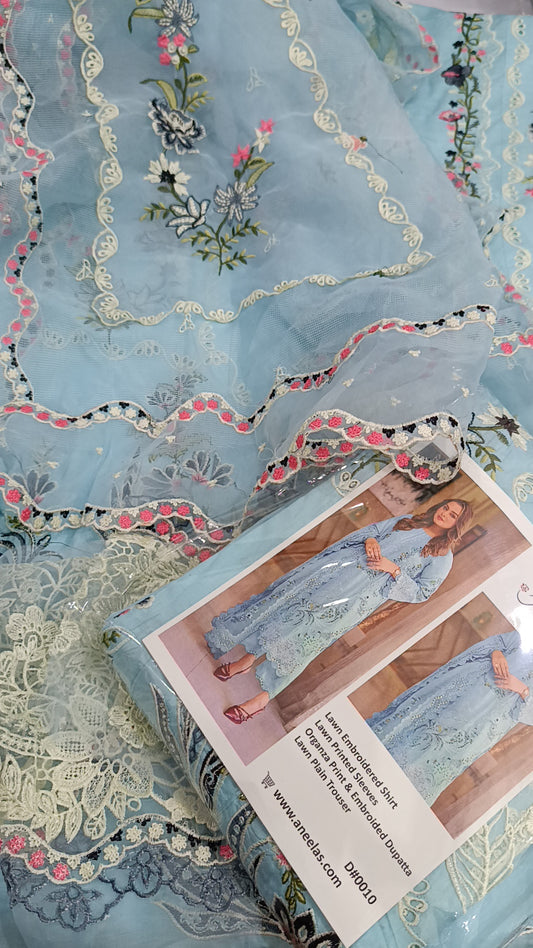 3pc Nisa ice blue lawn