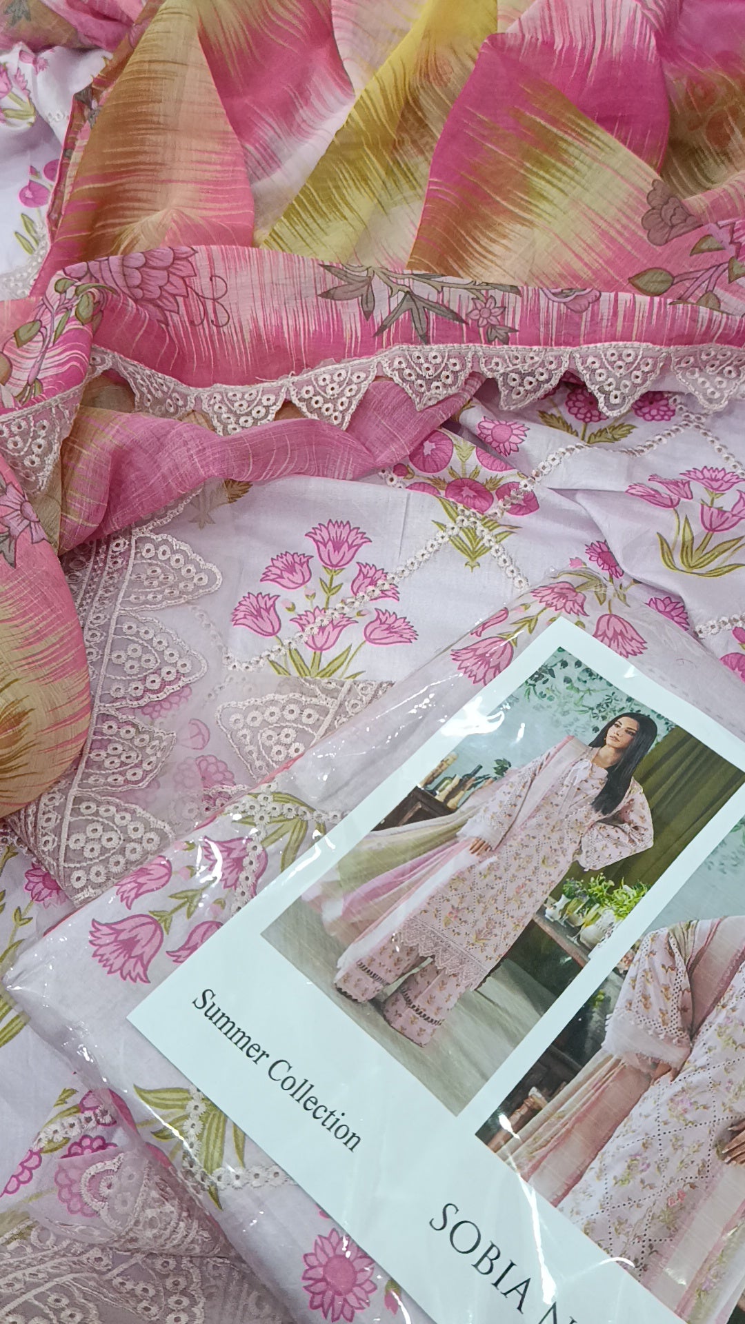 3pc zigzag chicken kari pink lawn