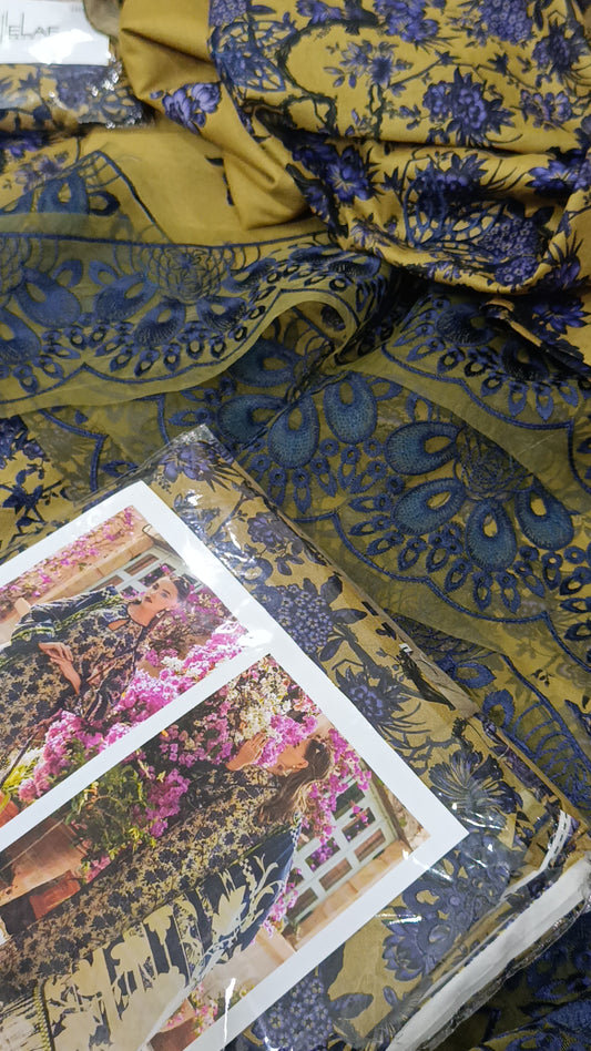 3pc Elaf blue flower lawn