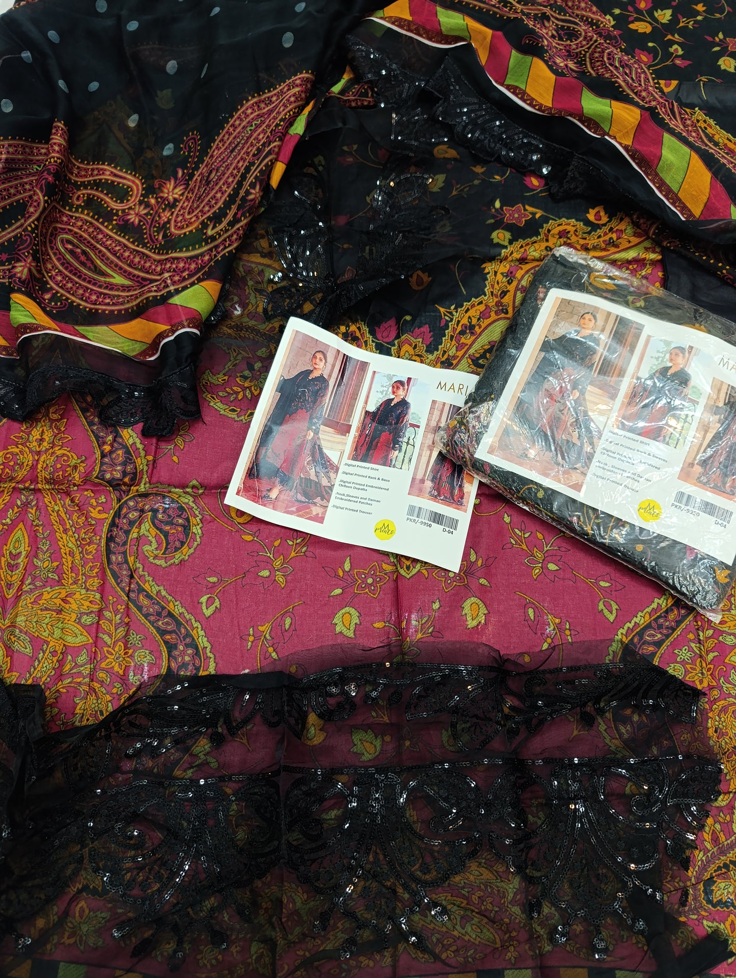 3pc mb black maroon lawn