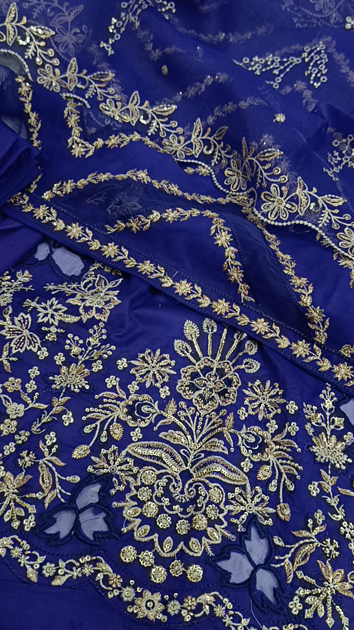 3pc Noor royal blue lawn