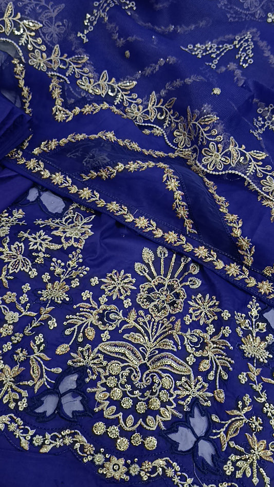 3pc Noor royal blue lawn