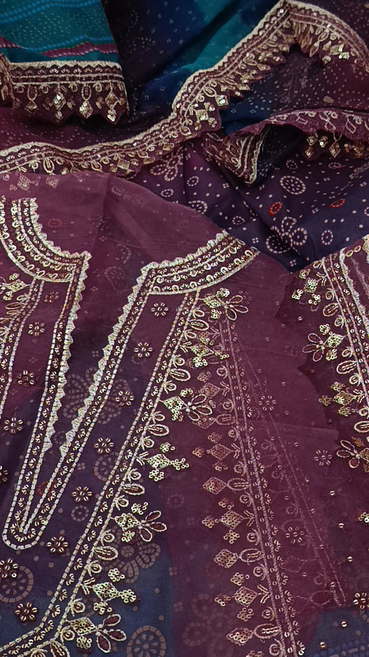 3pc chunri tetra tone lawn