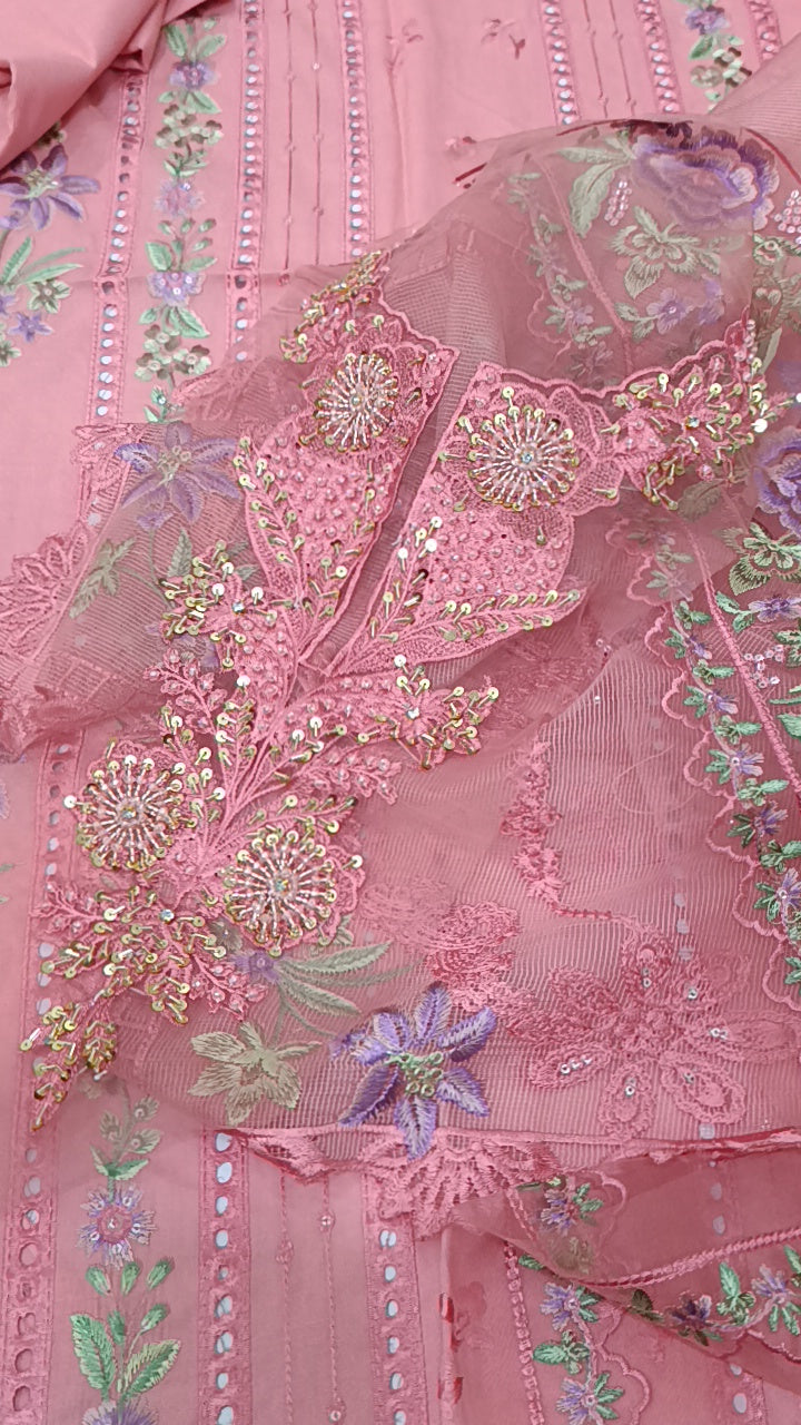 3pc handmade pink emaan lawn