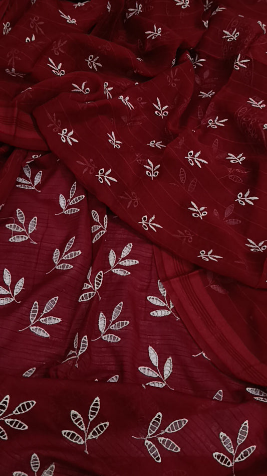 3pc Fiza chicken kari maroon lawn