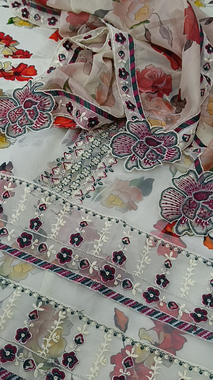 3pc kate lawn silk dupatta