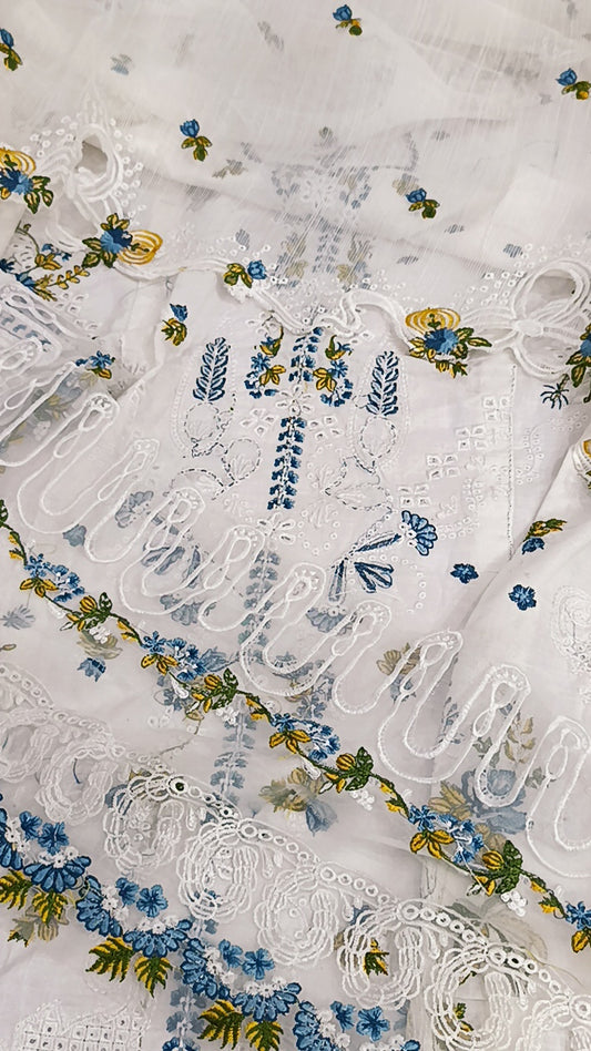 3pc Qalamkar Dove lawn